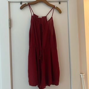 Free people intimates tie front burgundy sheer romper XS